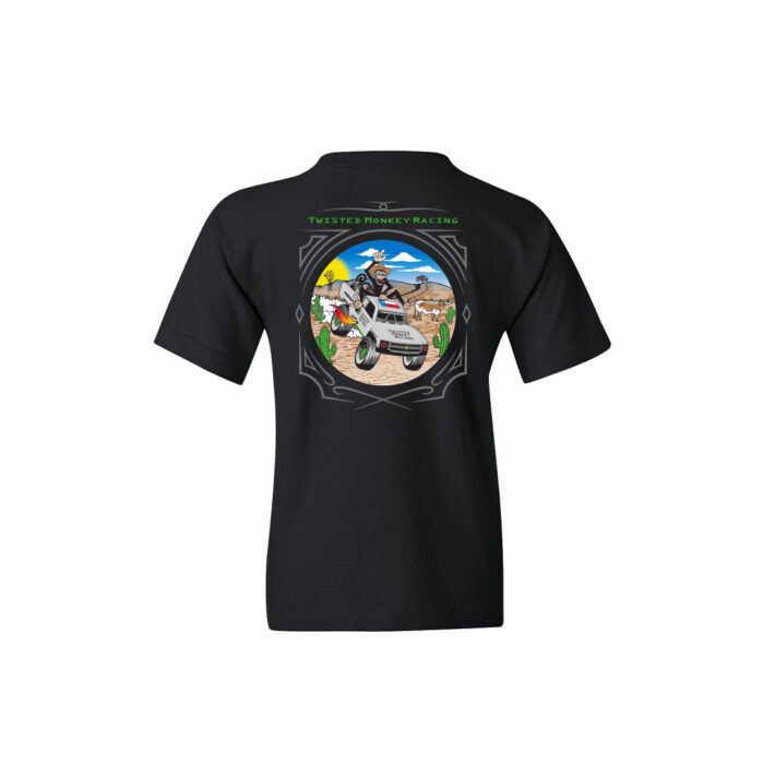 Twisted Monkey Racing Youth T-Shirt, Toon T-Shirt, Monkey T-Shirt, Racing